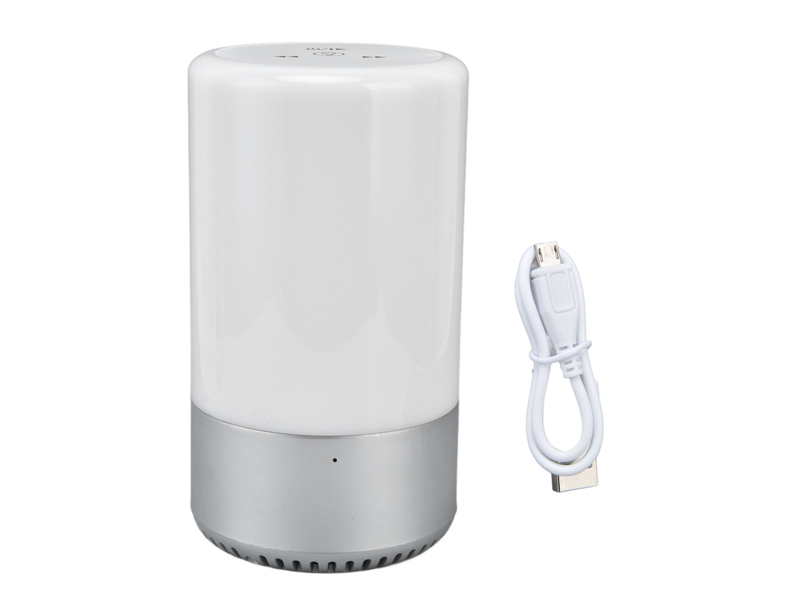 2026-lámpara De Noche Led Inteligente Con Toque Rgb, Altavoz Bluetooth Inalámbrico 2.4ghz, Color Plata