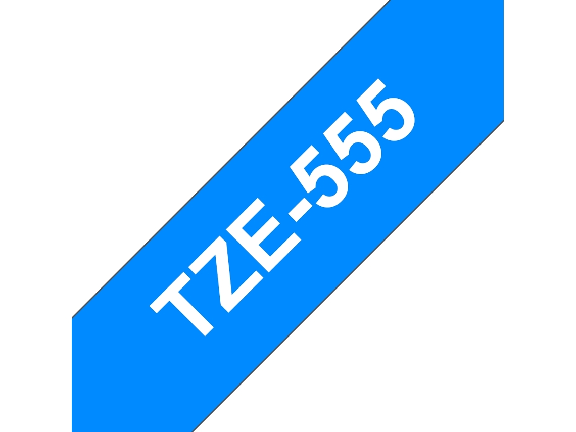 Cinta laminada Compatible Brother Tze555 Texto Blanco / Fondo Azul 24Mm X 8M