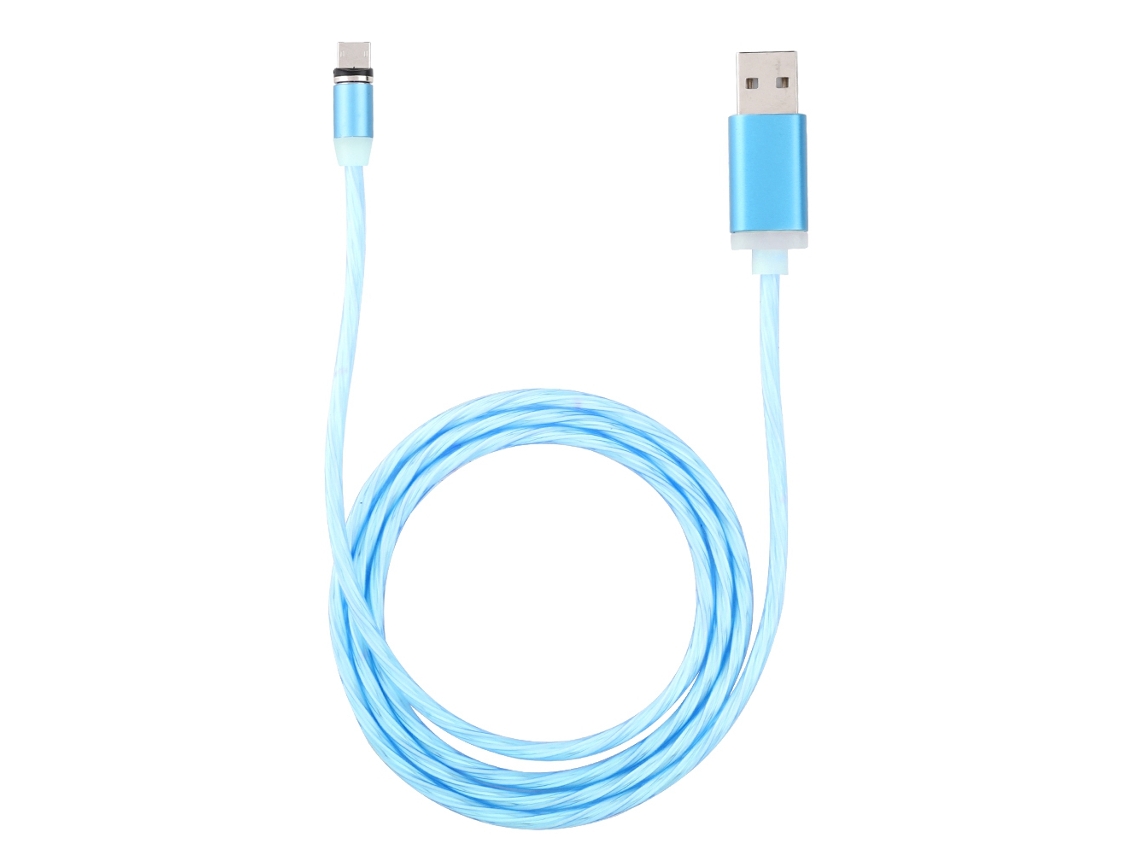 Cable De Datos (carga Rápida Magnética) Nuevo Cable De Datos Android Fluorescente De Cabeza Recta Azul