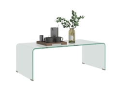 Mesa De Centro Moderna De Cristal Templado Para Salón Con Diseño Monobloque, 100x50x35 Cm, Transparente