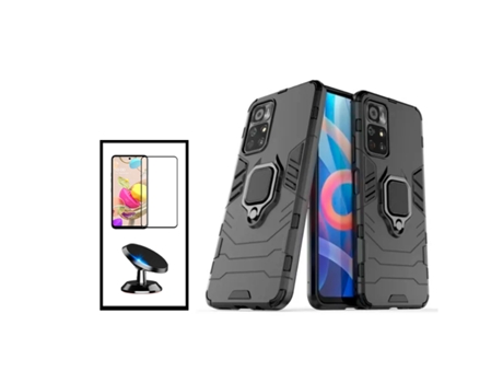 Kit De Película De Vidrio Templado De Cubierta Completa 5D 3X1 Soporte De Coche Magnético De Defensor Militar Para Xiaomi Poco M4 Pro 5G - Negro PH...