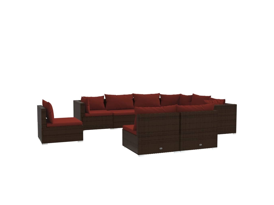 Maison Exclusive - Set Muebles De Jardín 9 Piezas Y Cojines Ratán Sintético Marrón