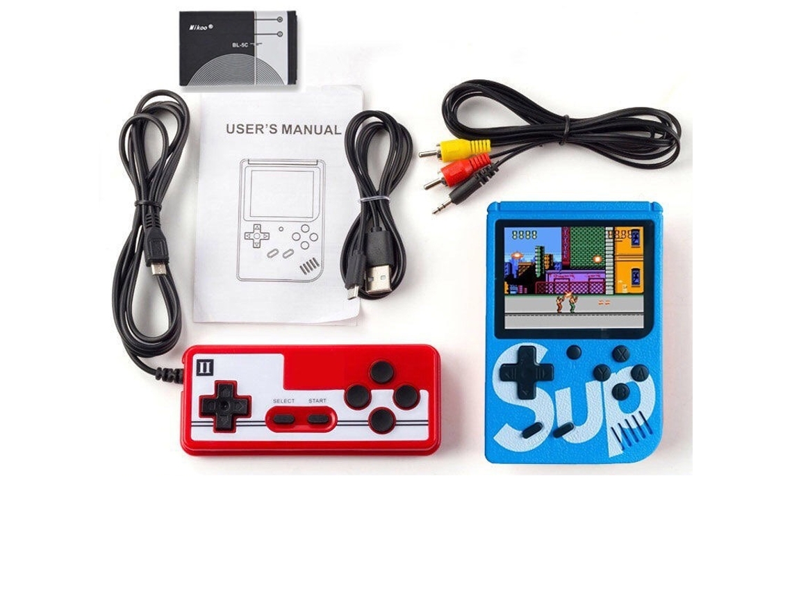 Mini consola de juegos portátil retro y nostálgica de 400 juegos en 1, doble azul YUNZII