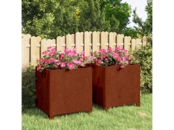Macetas de jardín con patas, 2 unidades, 40x40x40cm, acero Corten oxidado HARLANV1