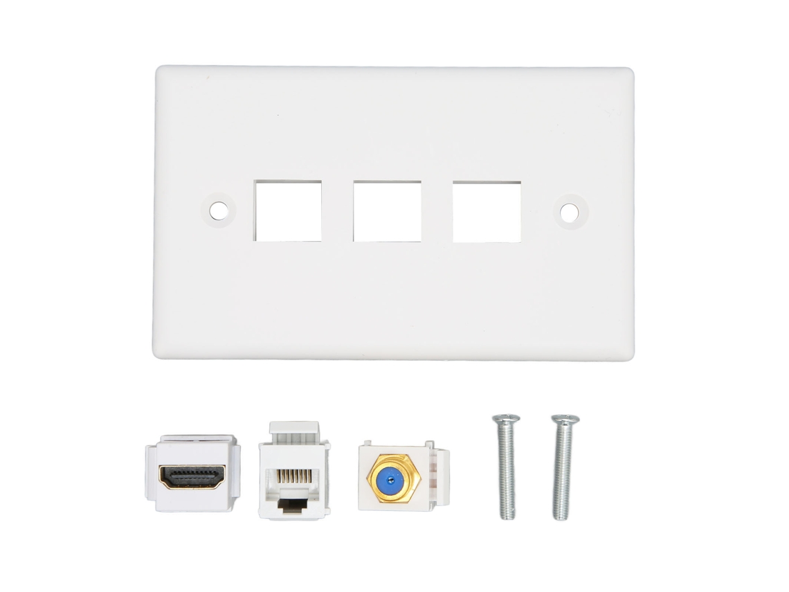 Placa De Parede Com 3 Portas Hd Multimedia Interface Cat6 Tv F Head Para Hdtvs