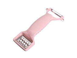 Pelador De Patatas Multifuncional Rosa Con Cuchilla Afilada De Acero Inoxidable Y Cubierta De Pp Para Frutas Y Verduras.