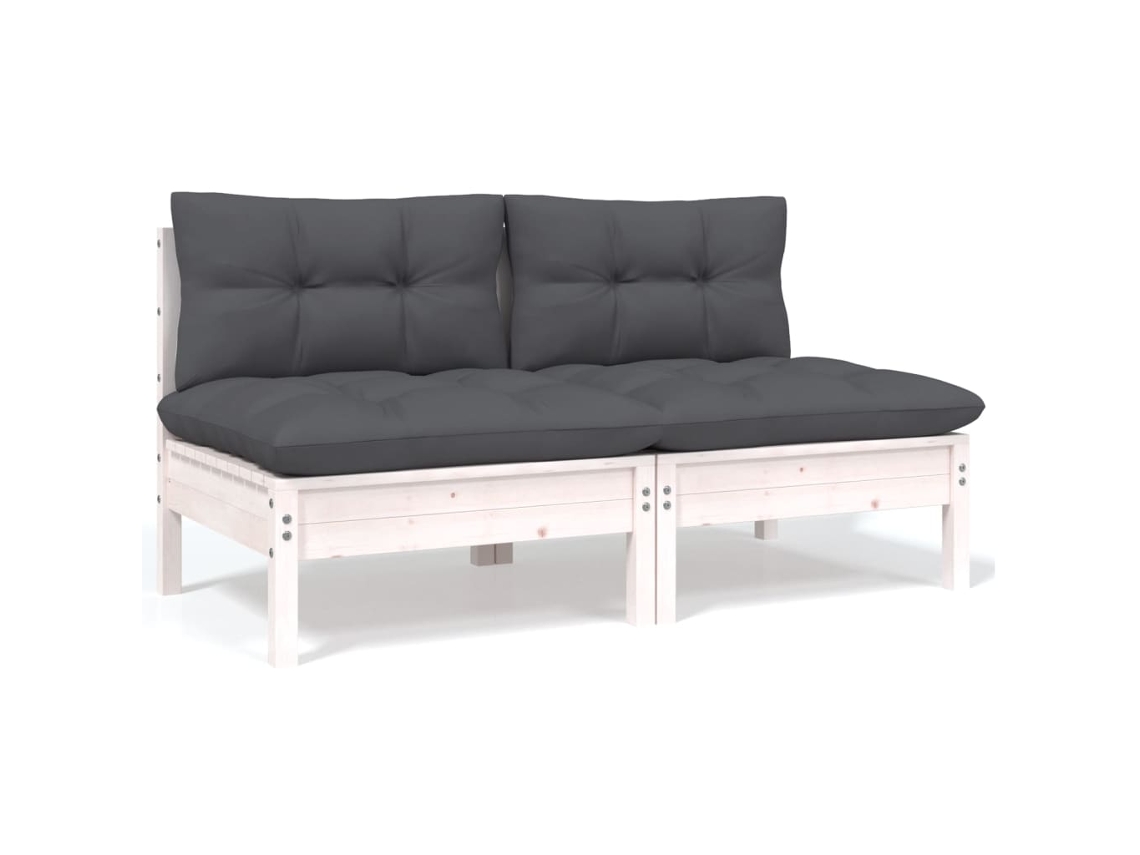 Sofá LOVELY HOME Relax de Jardín 2 Plazas con Cojines de Madera Maciza de Pino en Color Blanco (60 x 32 x 5 cm)