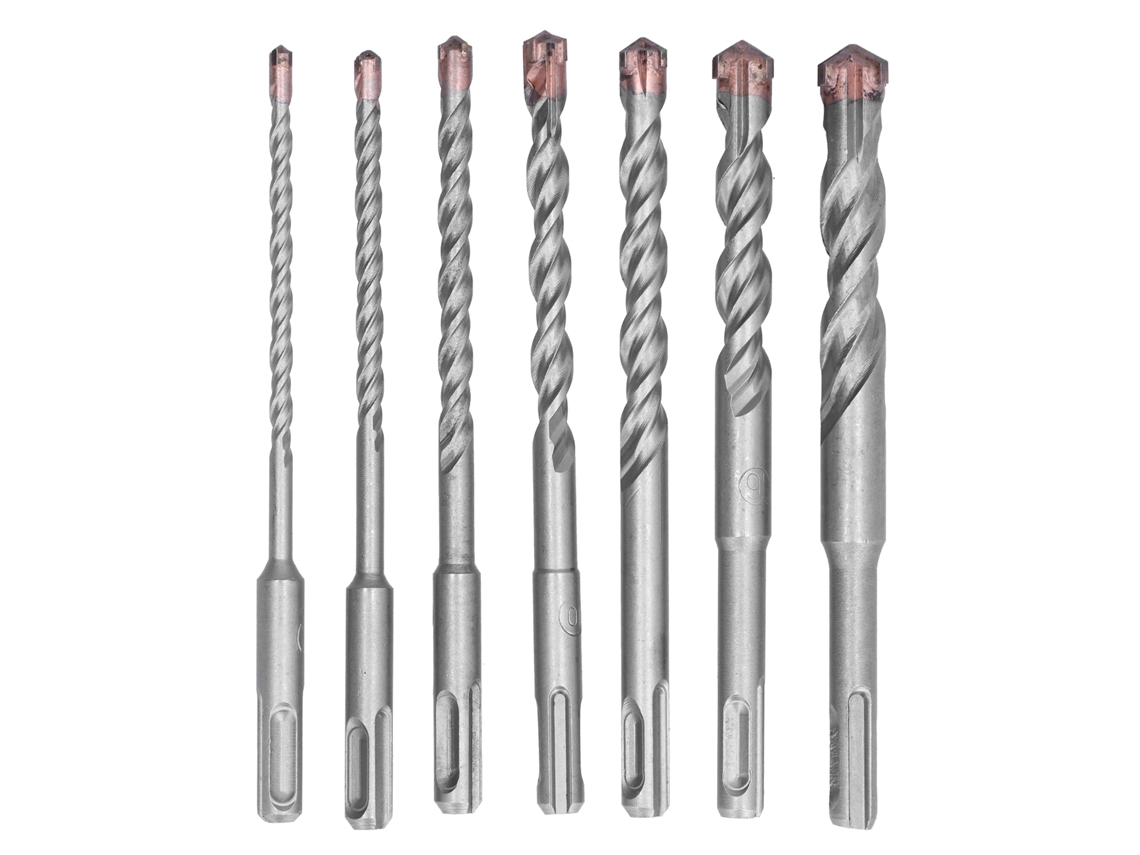 Juego De 7 Brocas Para Hormigón De 3/8 De Pulgada Con Mango Redondo, De Carburo Resistente Al Cemento Y 160 Mm, Para Martillo Eléctrico.