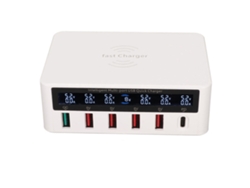 Estação De Carregamento Usb 6 Portas 100w Hub De Carregamento Rápido Com Display Led E Plugue Uk