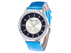 Reloj De Pulsera De Pareja Casual De Cuarzo Con Piedras Strass Para Hombre Y Mujer (azul)