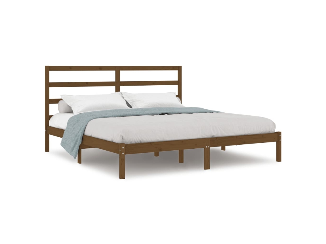 Maison Exclusive - Estructura De Cama Madera Maciza De Pino Marrón Miel 200x200 Cm