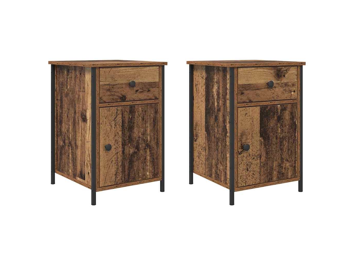 Juego de 2 mesitas de noche antiguas de madera MAISON EXCLUSIVE 40x42x60 cm