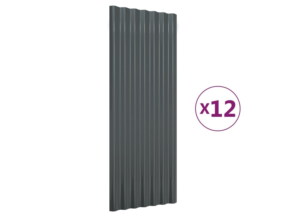 Conjunto 12 Panel de tejado VIDAXL Antracita Acero