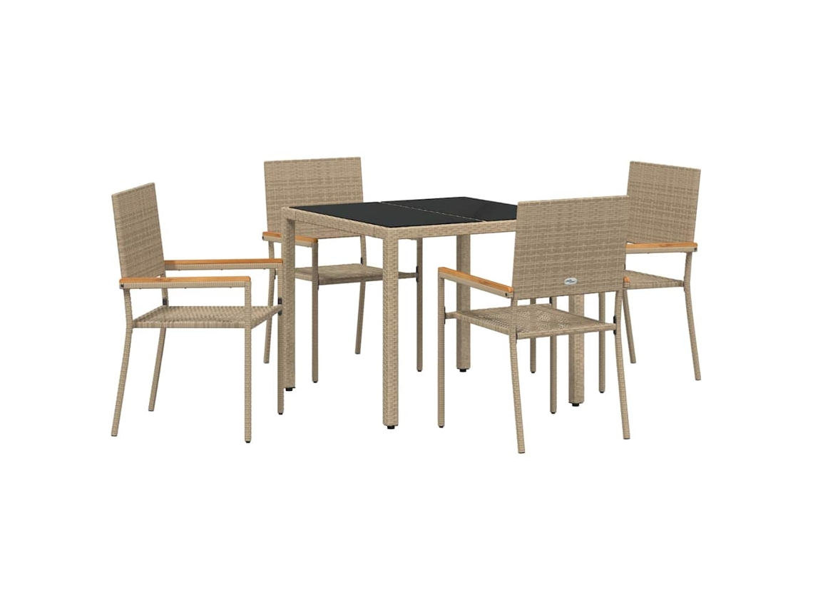 Maison Exclusive - Juego de comedor de jardín de 5 piezas de mimbre beige