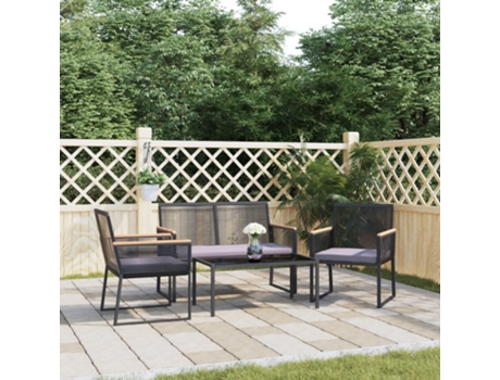 Conjunto 4 de muebles de jardín con cojines VIDAXL acero negro