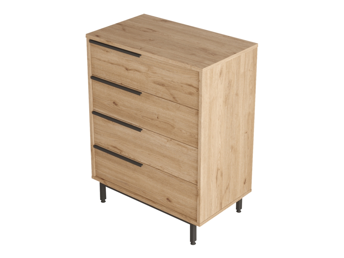 Cómoda Vesanto con 4 cajones - 95x75x44,5cm - Roble [EN.CASA]