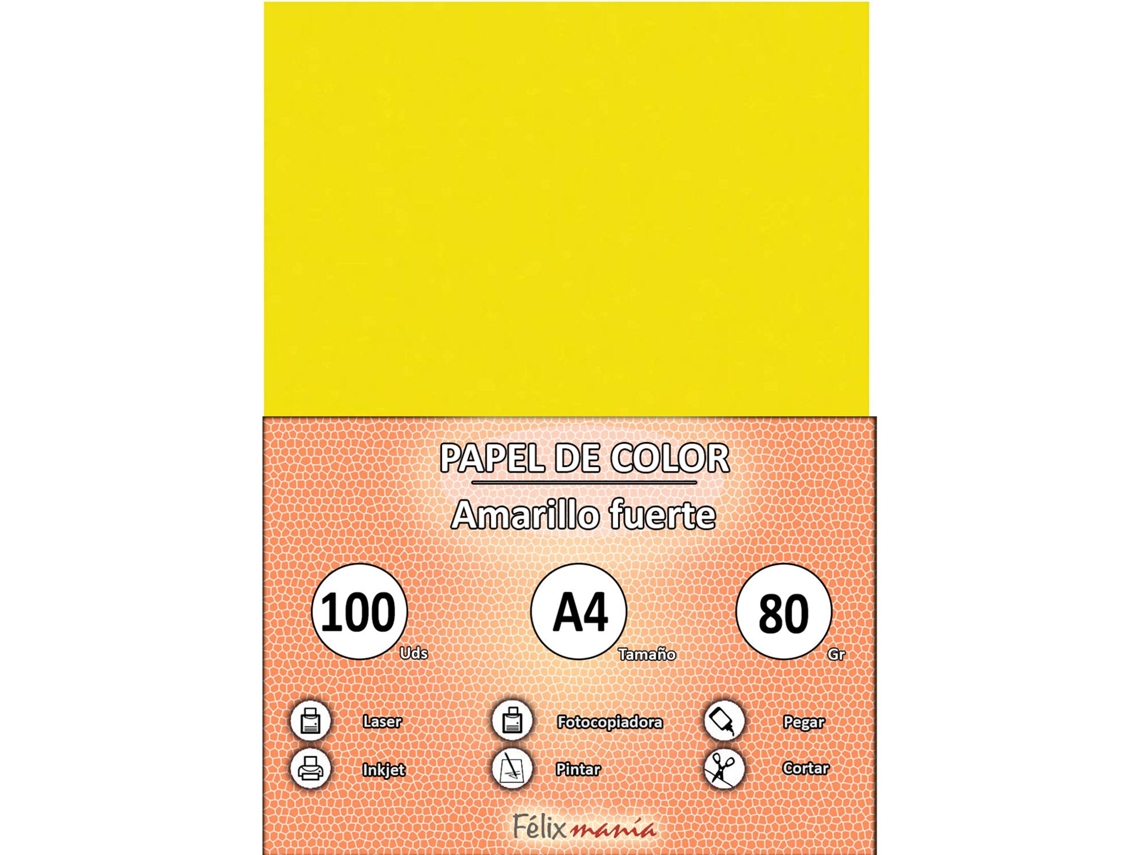 A4 80Gr Papel Amarillo Amarillo 100 Hojas