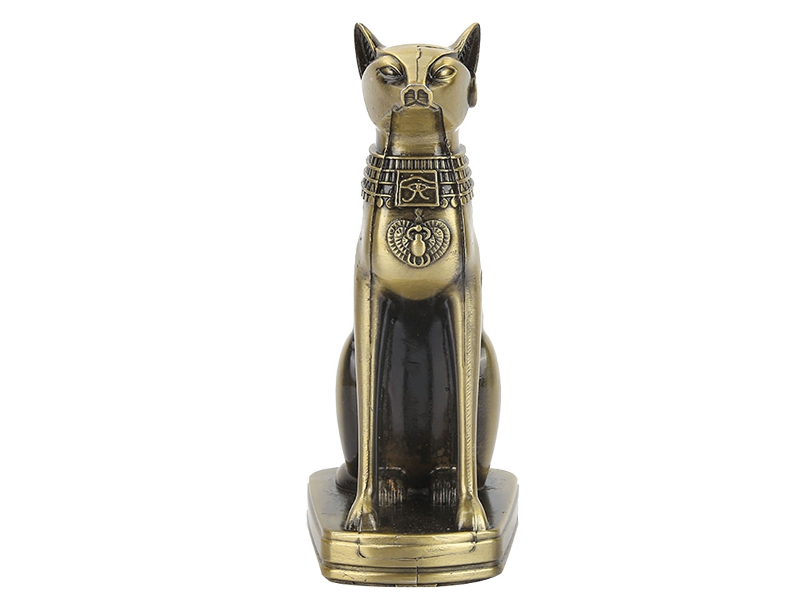 Estatua de gato del antiguo Egipto, decoración de mesa de metal