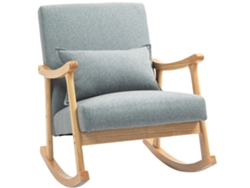 Mecedora Veltus Trade con cojín lumbar, respaldo ancho, madera, gris claro.