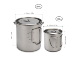 Juego De Vasos Ultraligeros De Titanio De 400 Ml Y 750 Ml Con Asa Plegable Y Tapa Para Acampada Al Aire Libre.