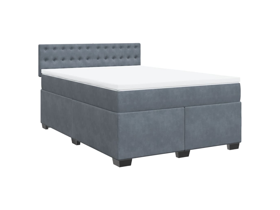 Maison Exclusive - Cama Box Spring Con Colchón Terciopelo Gris Oscuro 140x190 Cm