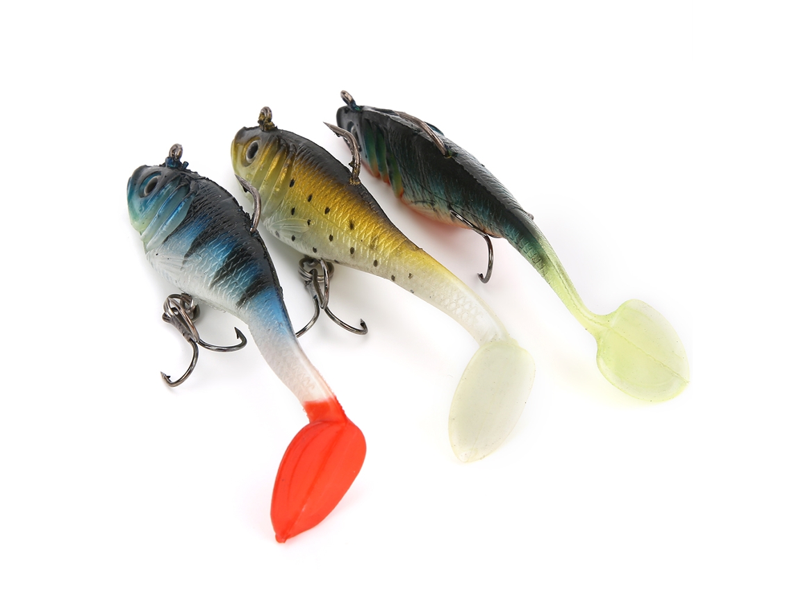 Señuelo De Pesca Con Cola En T, Color Vivo, Paquete De Señuelos Blandos.