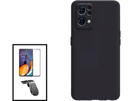 Kit Carcasa + Protector de Pantalla + Soporte Oppo Reno7 Pro 5G GIFT4ME Negro