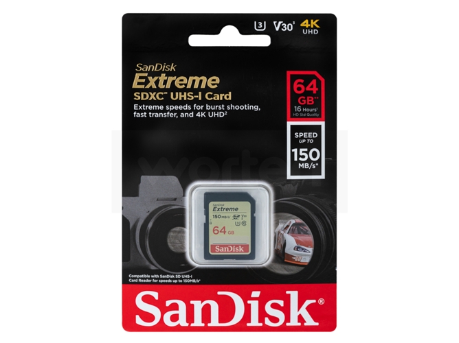 Tarjeta de Memoria SDXC SANDISK Extreme (64 GB - 150 MB/s - Class10)