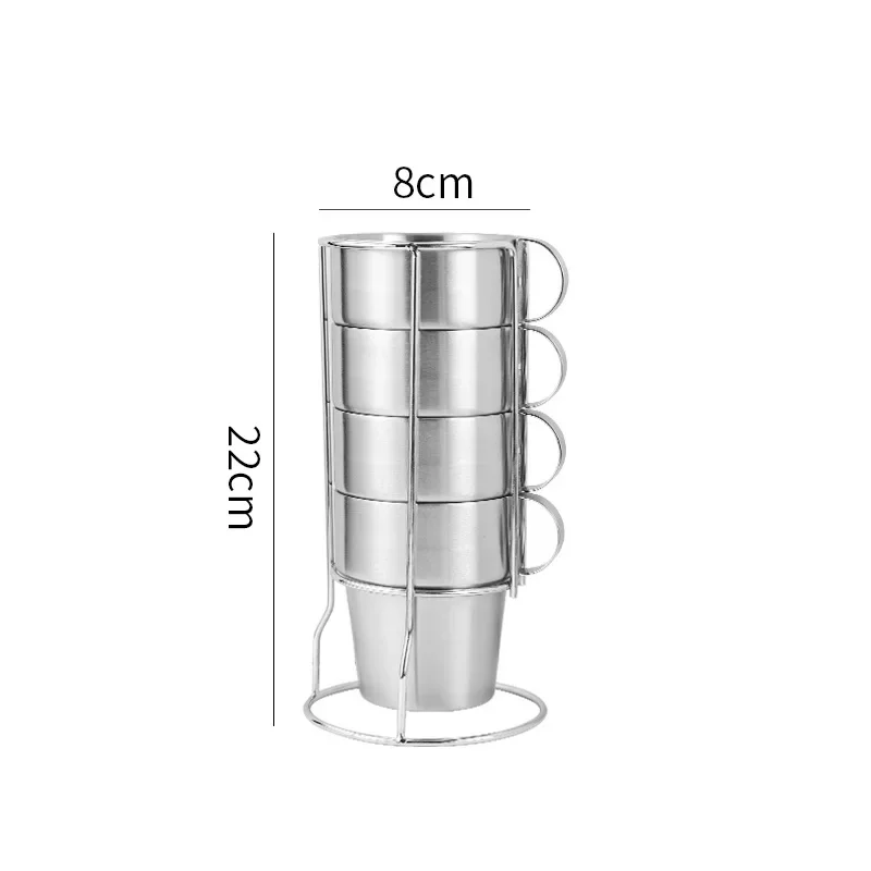 Juego de 4 tazas de café con aislamiento de doble pared, acero inoxidable 304. MDUG (300 ml)