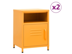 Mesitas de Noche LOVELY HOME Mesinha 2 Pcs 35X35X51 Cm Aço Amarelo Mostarda