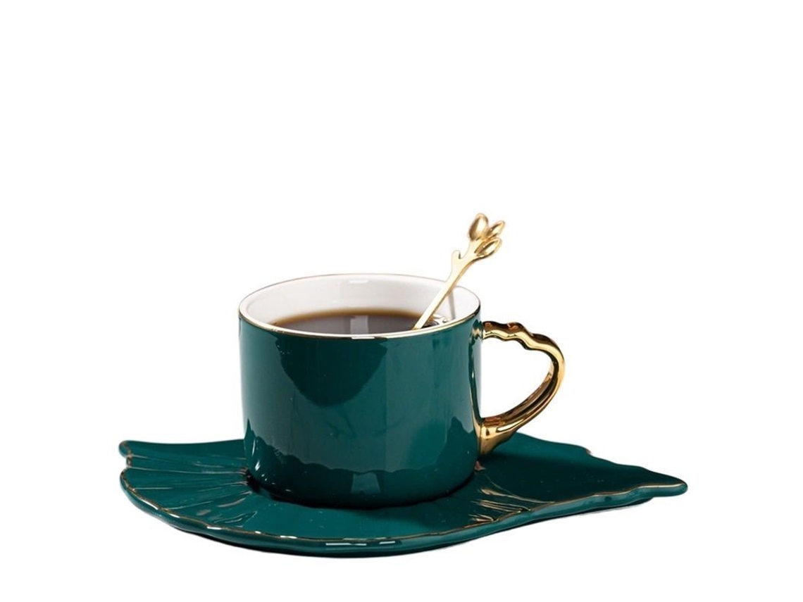 2026da-juego De Taza Y Plato De Porcelana De Alta Calidad Con Borde Dorado Para Café Té Y Cerveza
