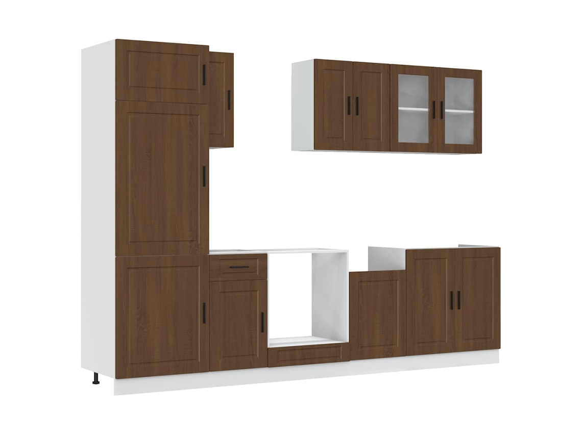 Maison Exclusive - Mueble Cocina Kalmar Roble Marrón 8 Pzas Madera Contrachapada