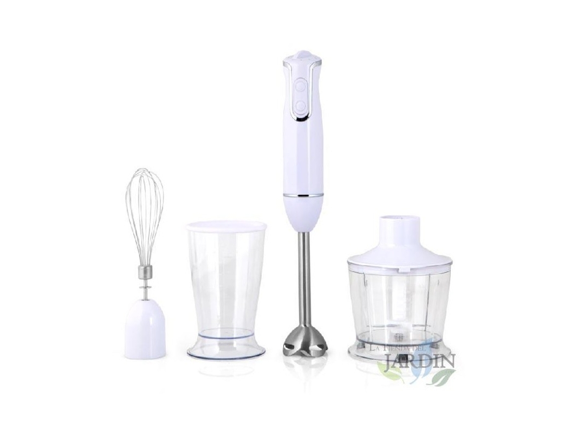 Batidora de Mano + accesorios ORBEGOZO 2 Velocidades + Vaso Medición y Mistura de 600 ml + picador con tapa 500 ml 800W