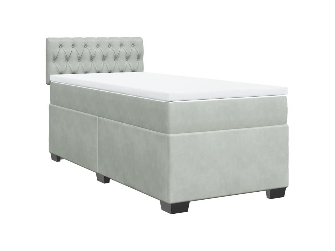 Maison Exclusive - Cama Box Spring Con Colchón Terciopelo Gris Claro 90x190 Cm