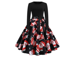2026altiro-vestido Vintage De Navidad Para Mujer Con Estampado De Ciervos Y Copos De Nieve Manga Larga Cuello O Para Cena Y Fiesta