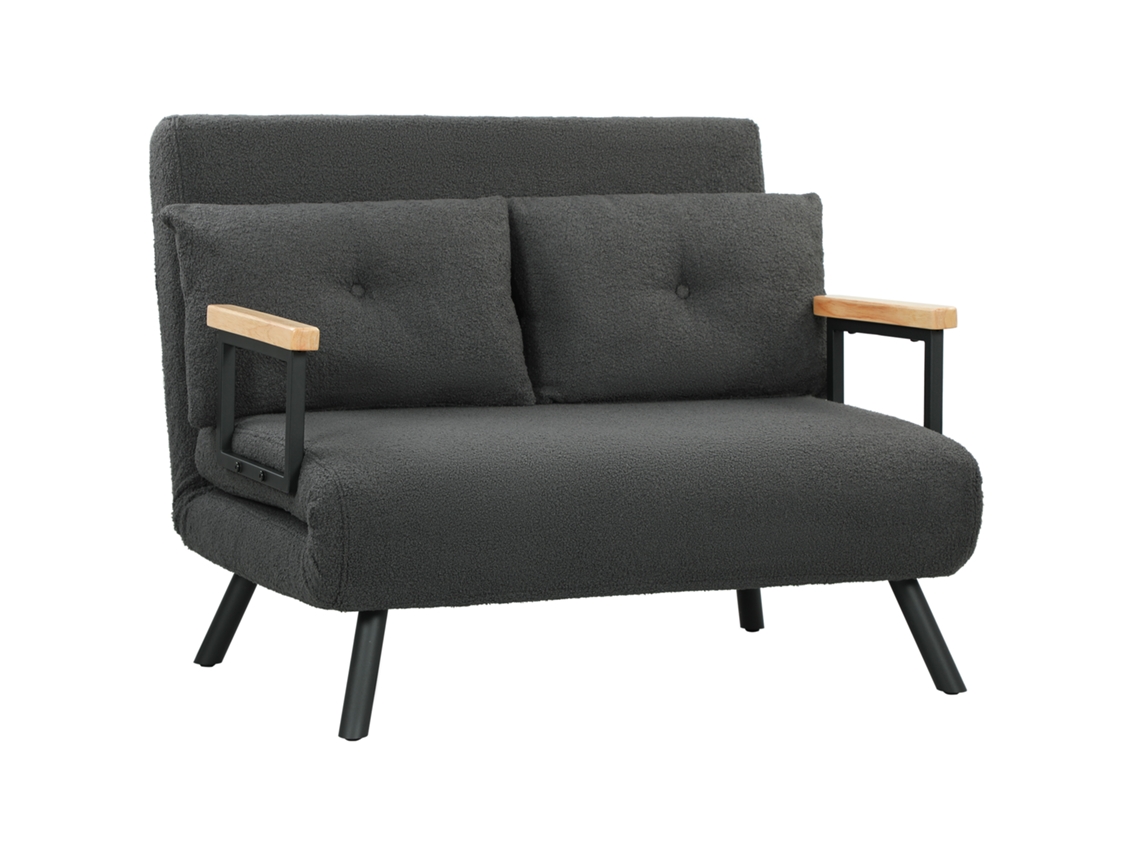 Sofá Cama 4 En 1, 2 Plazas, Plegable, Respaldo De 5 Posiciones, Gris, 102x73x81cm
