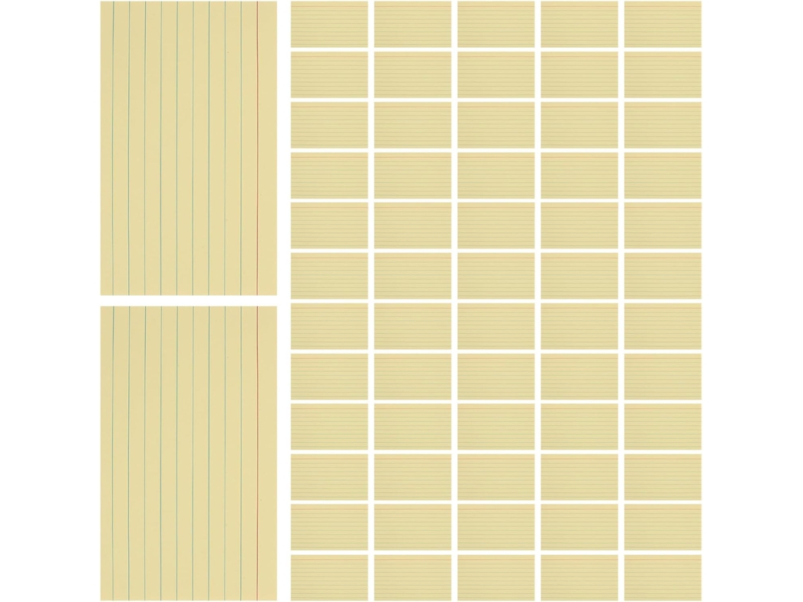 300 Fichas De Papel Amarillo Rayado Para Estudiantes, Fichas De Índice Efectivas.