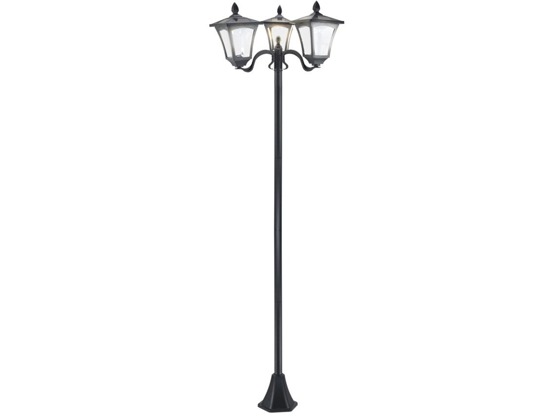 Farol Solar De Jardín Con 3 Bombillas Led, 120 Lúmenes, Clasificación Ip44, Acero Negro.