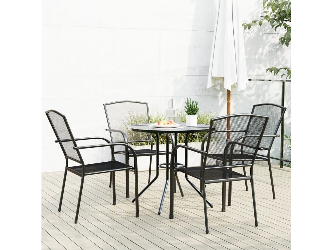 Conjunto de 5 sillas de jardín empotradas DKD Home Decor, acero con recubrimiento en polvo antracita