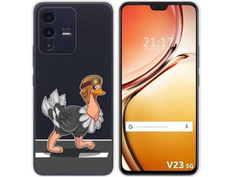 Carcasa para Vivo V23 5G TUMUNDOSMARTPHONE Dibujos Transparente Avestruz Multicolor