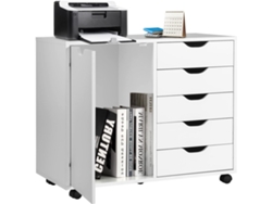 Archivadores Móviles con 4 Ruedas, Cajonera con 5 Cajones y 1 Puerta, Mueble Auxiliar de Oficina, Soporte para Impresora, Aparador para Salon COSTWAY