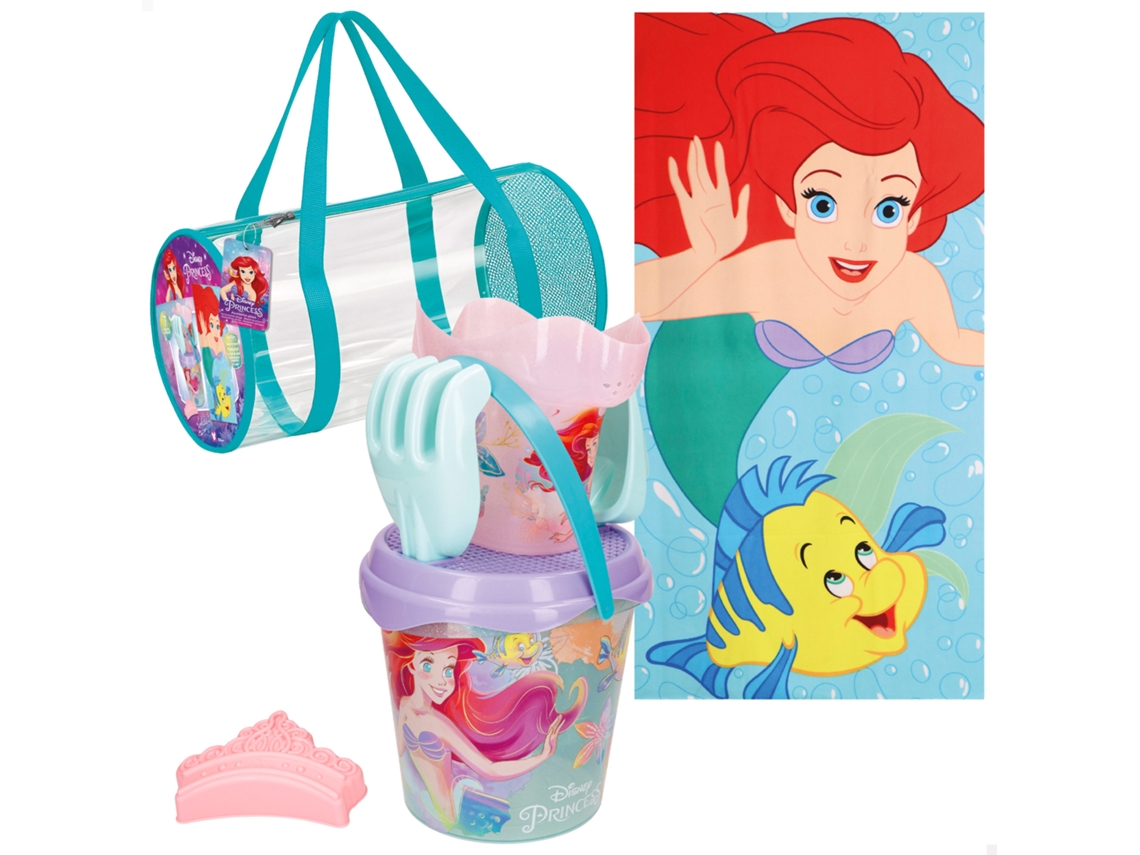 La Sirenita Set Cubo Playa Con Accesorios Toalla Y Bolsa