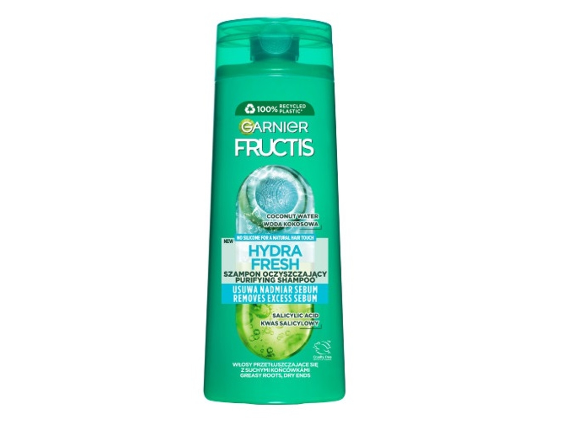 Champú Fructis Hydrafresh para el cabello, 400 ml, limpiador revitalizante para todo tipo de cabello, Garnier