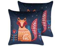 Cojines con estampado de animal BELIANI Firespike de Terciopelo Azul 45x45x4