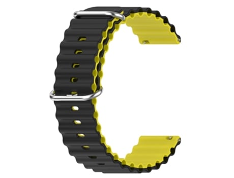 Correa de Silicona 22mm diseño ondulado bicolor para Garmin Vivoactive 4/Venu 2 - negro/amarillo