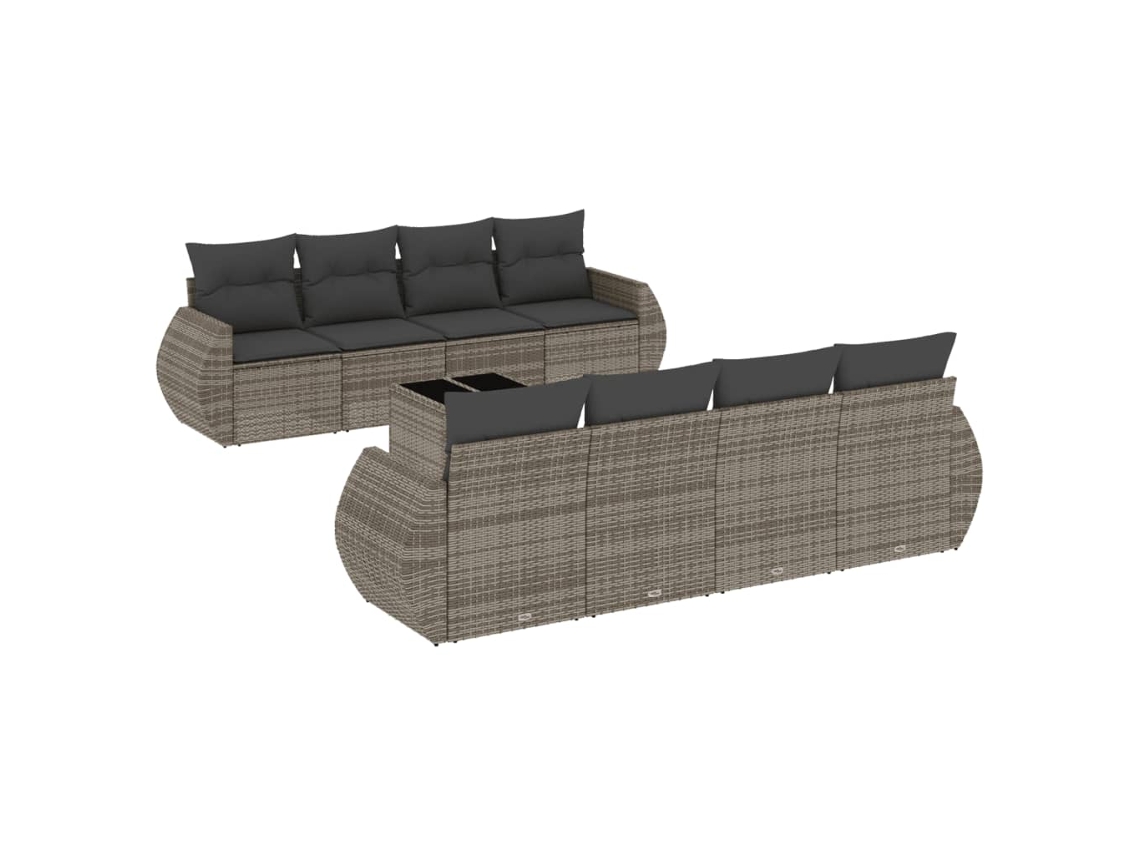 Maison Exclusive - Set De Muebles De Jardín 9 Pzas Y Cojines Ratán Sintético Gris