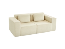 Sofá De 3 Plazas En Pana Con Asiento De Color Beige Intenso.