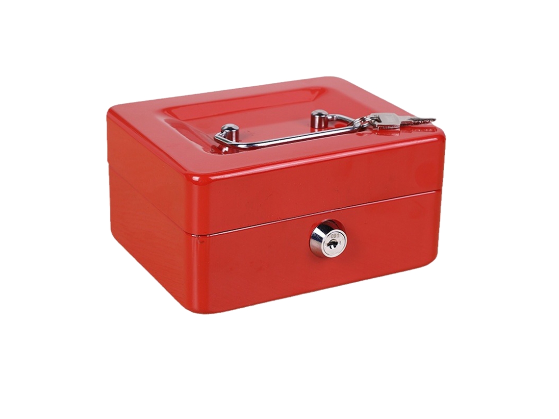 Caja Metálica De Almacenamiento Con Cerradura Y Asa, Portátil Para Herramientas Y Documentos, Color Rojo.
