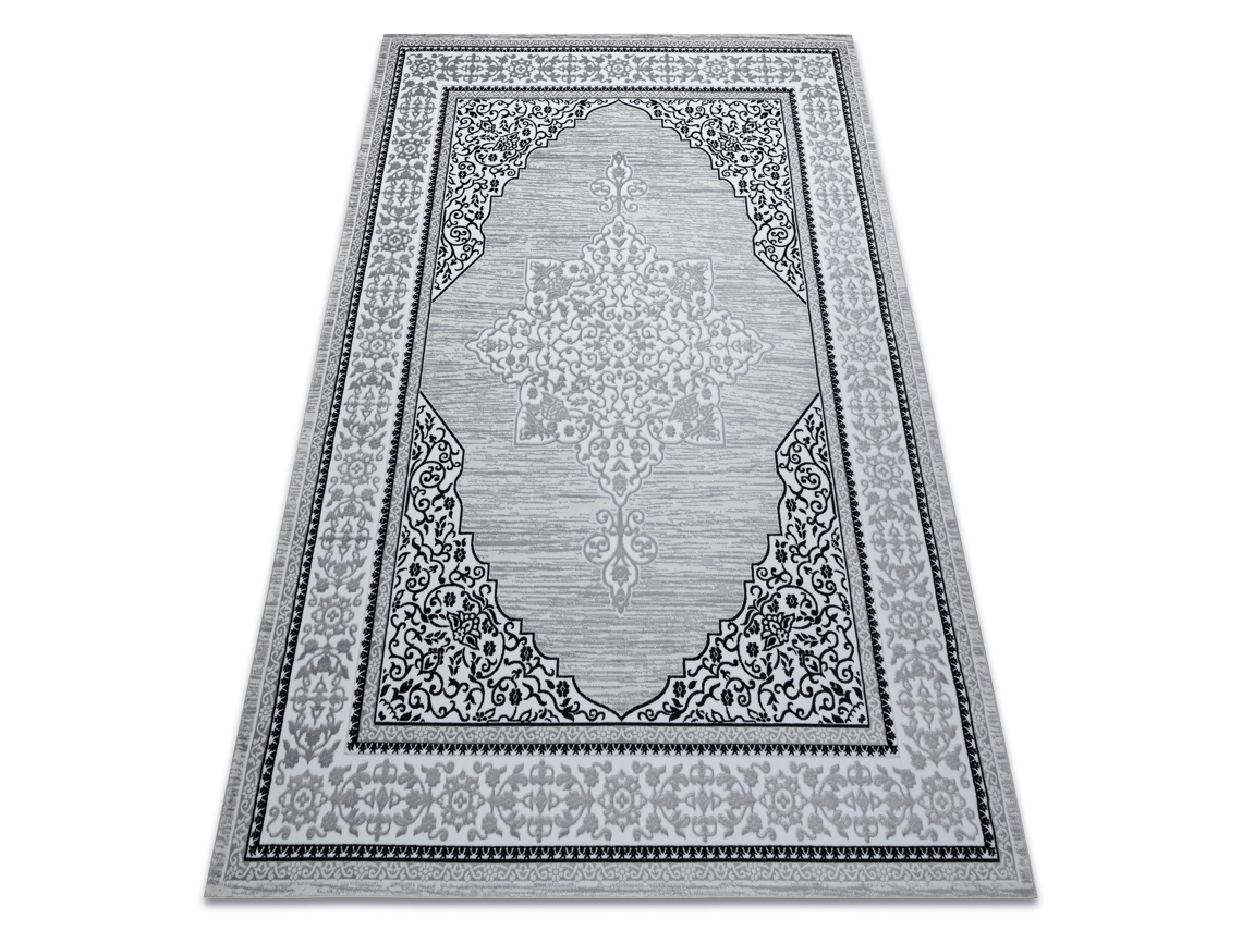 Alfombra Gloss Moderno 8490 52 Ornamento, Elegante, Marco Marfil / Gris (200 x 290 cm)