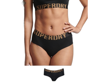 Pantalones Cortos de Mujer SUPERDRY Bañadores Large Logo Algodón Dorado (XS)